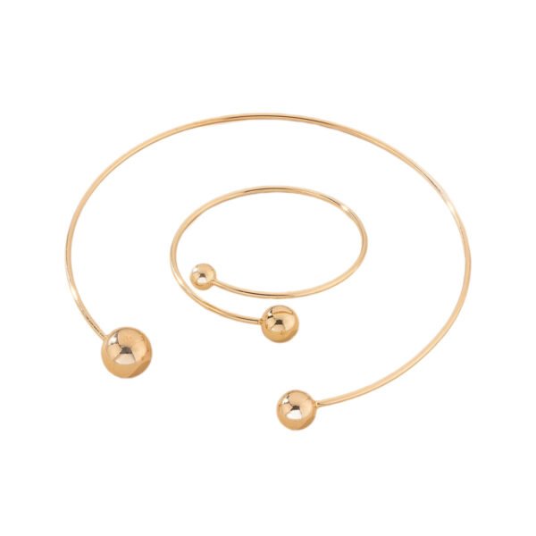Gold Size Ball Dislocation Thin Open-end Bangle Bracelet Armband Suit - Image 3