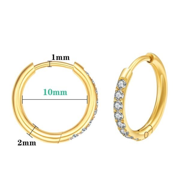 Diamond-studded Earring Titanium Steel Gold Simplicity - Image 2