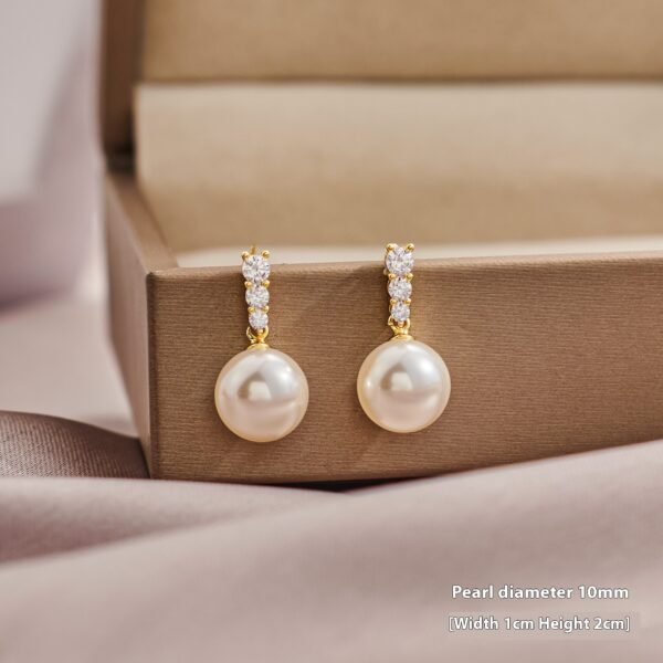 Cross Loving Heart Zircon Pearl 925 Silver Needle Geometric Ear Studs - Image 6