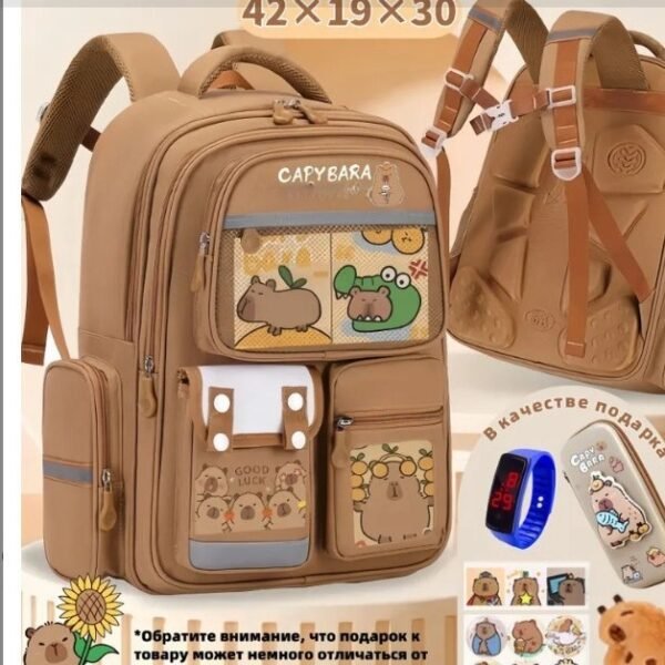 Cartoon Dolphin Kapibala Children's Backpack - Image 9