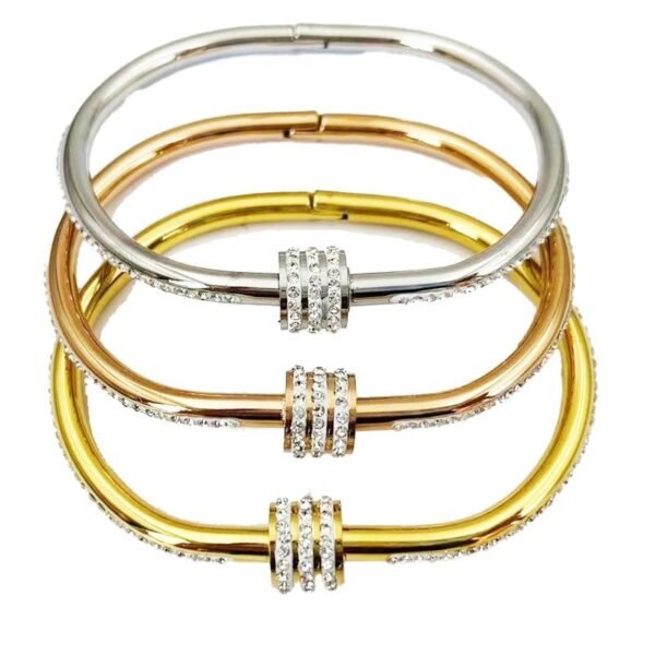 Three Rows Of Clay And Diamond Bracelets - Image 3