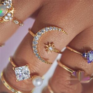 Star Moon Silver Ring