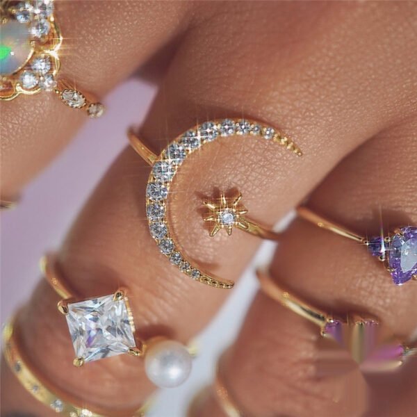 Star Moon Silver Ring