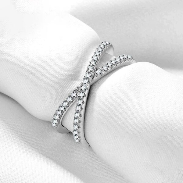 Women's S925 Silver Double Row Zircon Ring - Image 5