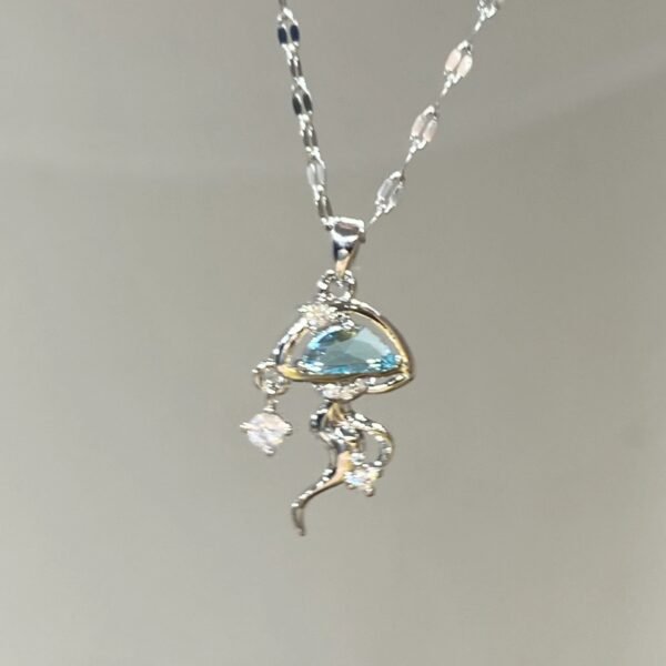 Women's S925 Silver Blue Jellyfish Necklace - Image 2