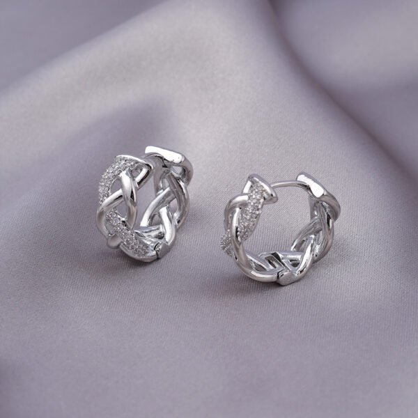 Micro Zircon-encrusted Stud Earrings Woven Twisted Gold Light Luxury High-end Sense - Image 6