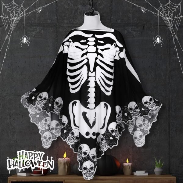 Plus-Size Halloween Lace Skeleton Cape for Women - Image 4