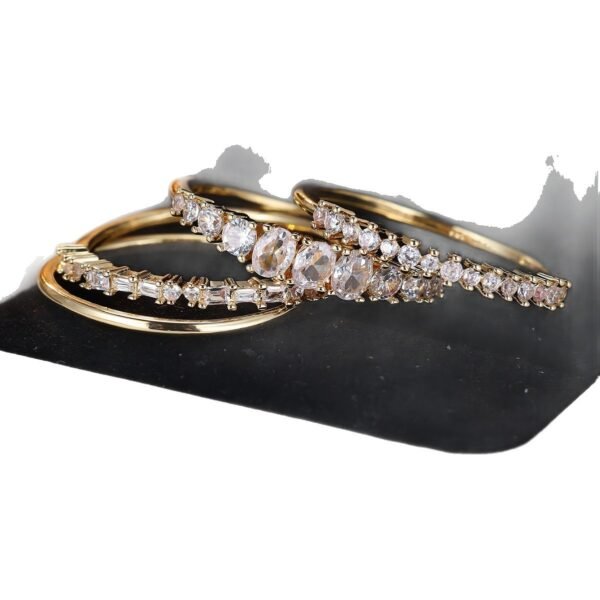Unisex Zirconium Geometric Four-Piece Ring - Image 7