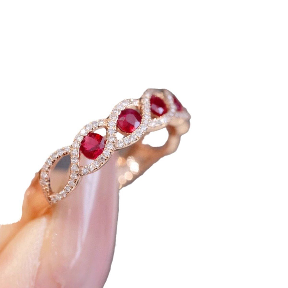 Women's S925 Silver Geometric Diamond Ring - Image 2