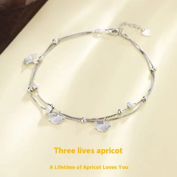 Silver Plated Ginkgo Leaf Anklet For Women - Image 2