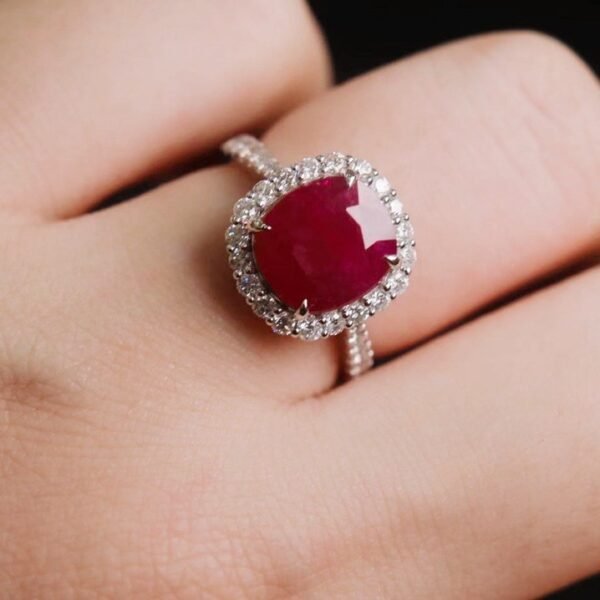 Diamond Inlaid Silver Ring