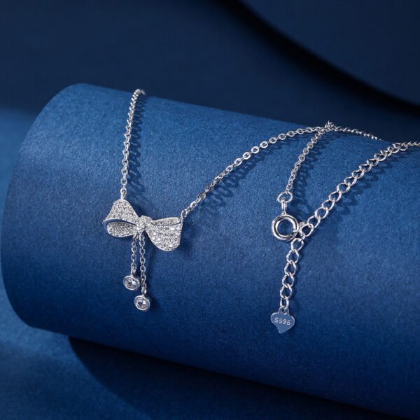 S925 Sterling Silver Bow Light Luxury Clavicle Chain - Image 4