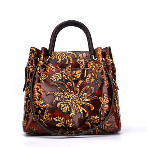 Embossed leather messenger bag