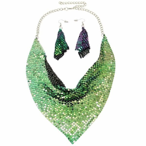 Metal plate necklace necklace earrings - Image 3