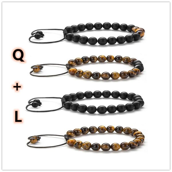 Tiger Eye Couple Bracelets Matte Black Agate Beads Bracelet - Image 6