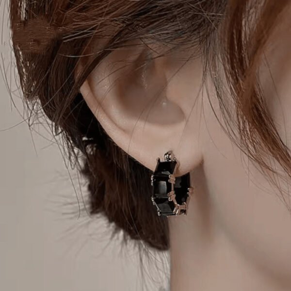 Women's Black Zircon Geometric Earrings - Image 5