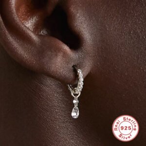 Silver Diamond Earrings Pendant