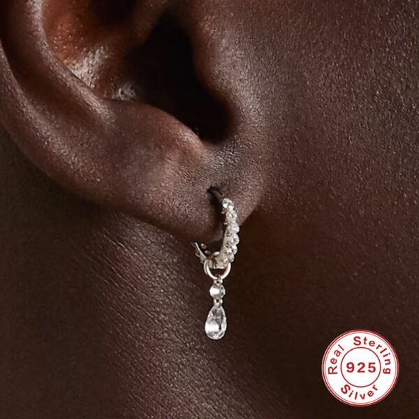 Silver Diamond Earrings Pendant