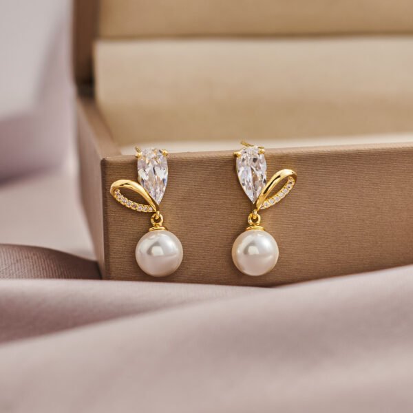 Cross Loving Heart Zircon Pearl 925 Silver Needle Geometric Ear Studs - Image 8