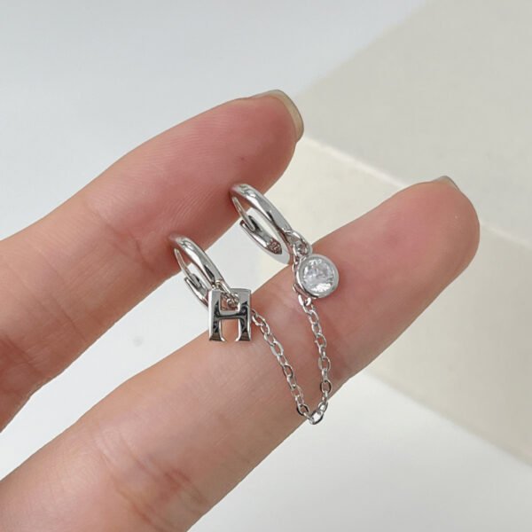Women's Graceful And Fashionable Sterling Silver Double Ear Piercings Earrings - Image 8