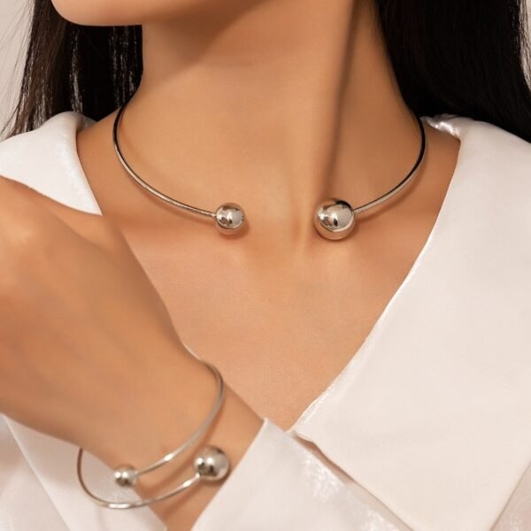 Gold Size Ball Dislocation Thin Open-end Bangle Bracelet Armband Suit - Image 4