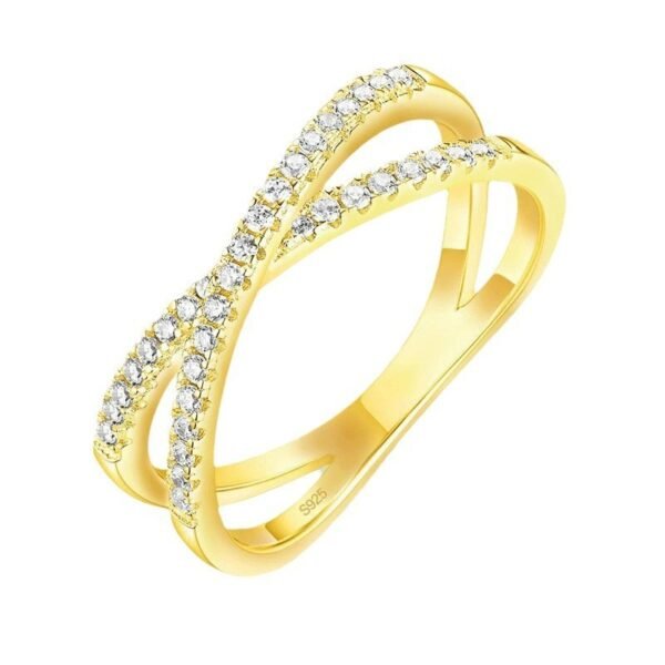 Women's S925 Silver Double Row Zircon Ring - Image 7