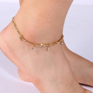 Zircon Anklet For Women Copper-plated Gold