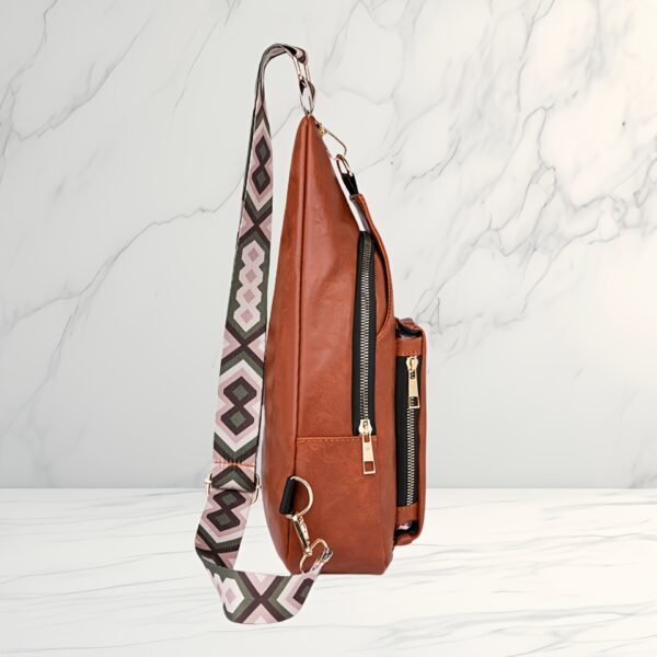 Diagonal Shoulder Bag PU Simple Texture Large Capacity Fashionable Commuting Women's Bag High-end Retro Chest Bag - Image 6