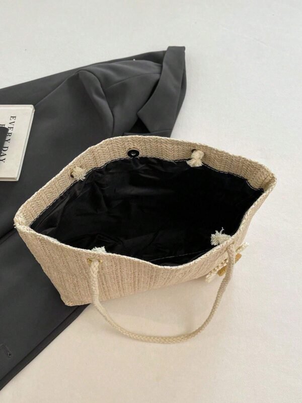 Women's Large Capacity Korean Woven Tote Bag - Image 3