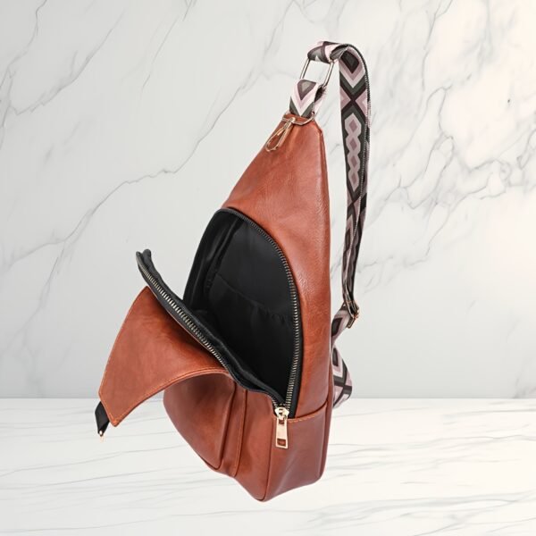 Diagonal Shoulder Bag PU Simple Texture Large Capacity Fashionable Commuting Women's Bag High-end Retro Chest Bag - Image 4
