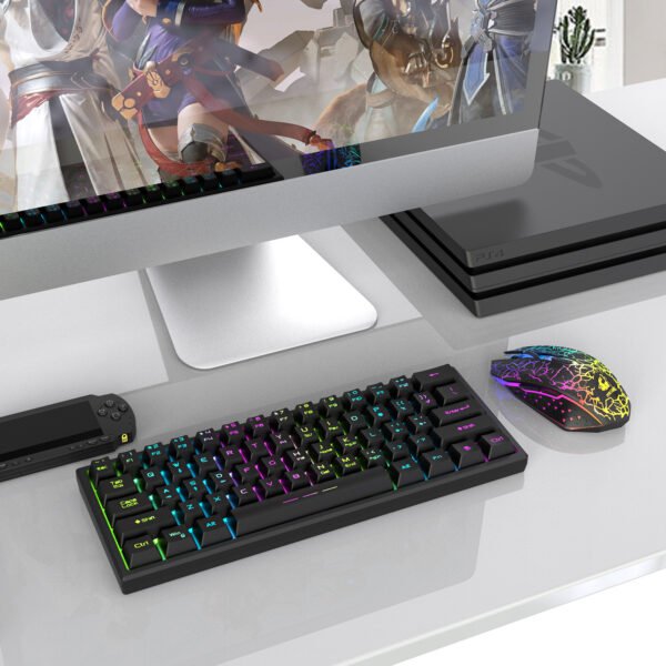 Free Wolf T61 Charging Wireless Keyboard And Mouse Set 61 Key Luminous Wireless Gaming Keyboard And Mouse Set Percent 60 - Image 2