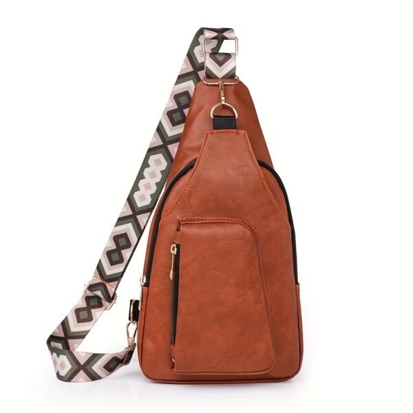 Diagonal Shoulder Bag PU Simple Texture Large Capacity Fashionable Commuting Women's Bag High-end Retro Chest Bag - Image 5