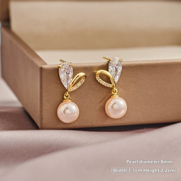 Cross Loving Heart Zircon Pearl 925 Silver Needle Geometric Ear Studs - Image 2