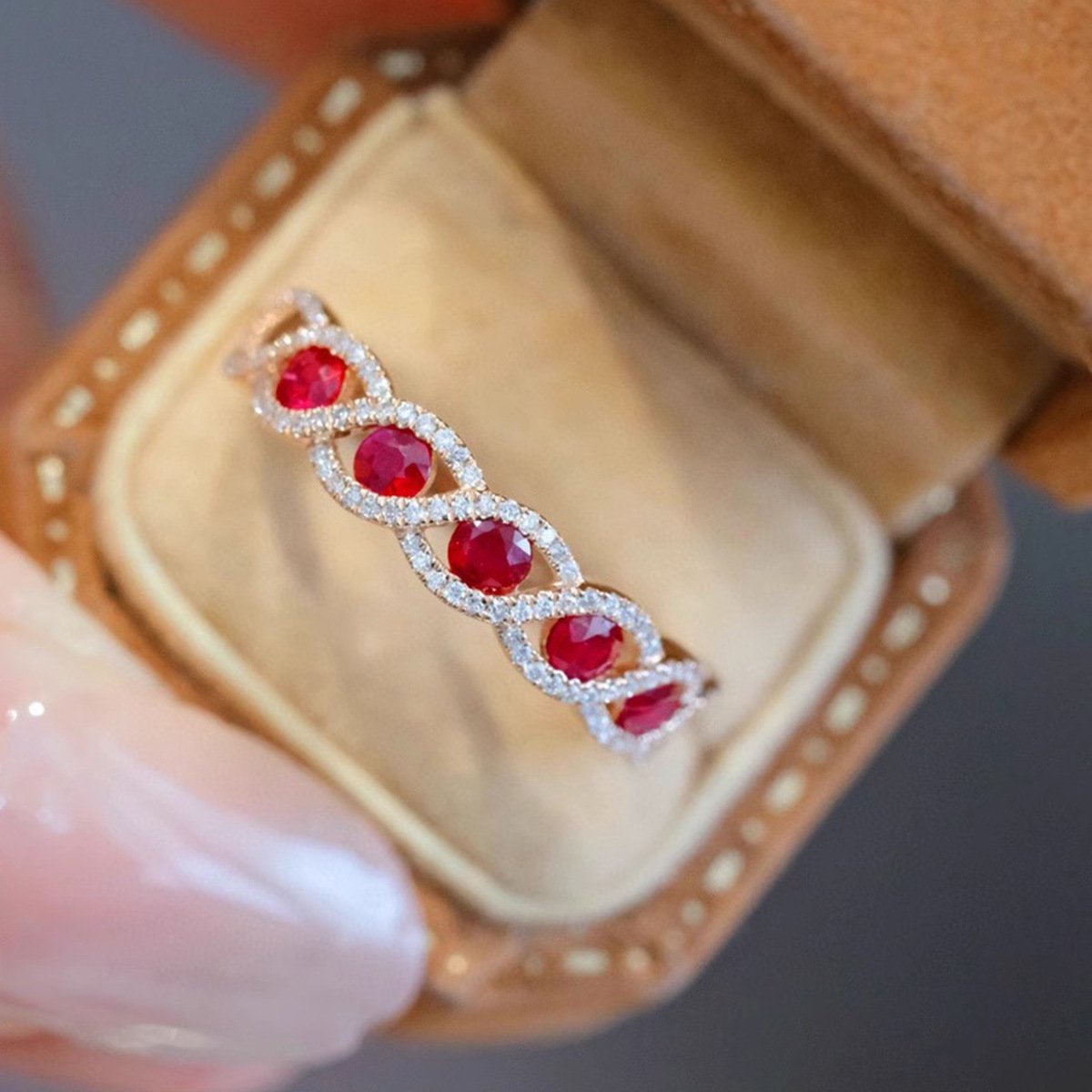 Women's S925 Silver Geometric Diamond Ring