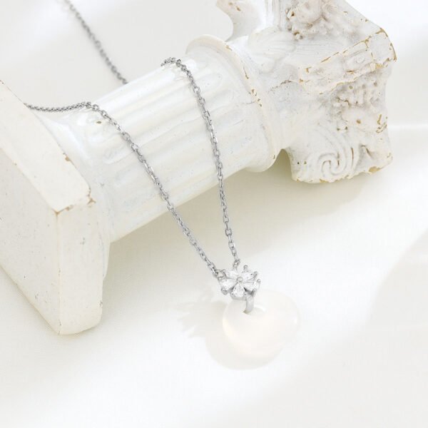 S925 Sterling Silver Chalcedony Peace Buckle Pendant Necklace for Women - Image 5