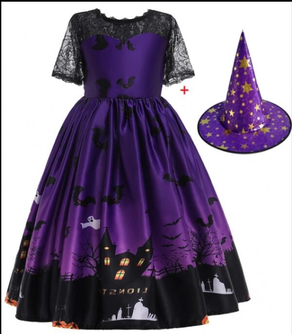 Girls' Halloween Princess Mesh Dress - Image 4
