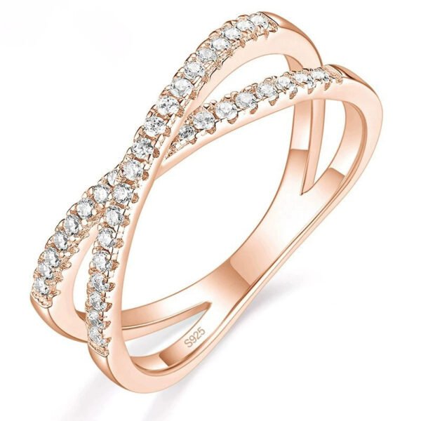 Women's S925 Silver Double Row Zircon Ring - Image 4