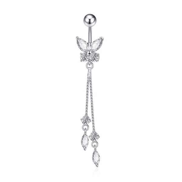 Unisex Zircon Tassel Stainless Steel Navel Stud - Image 9