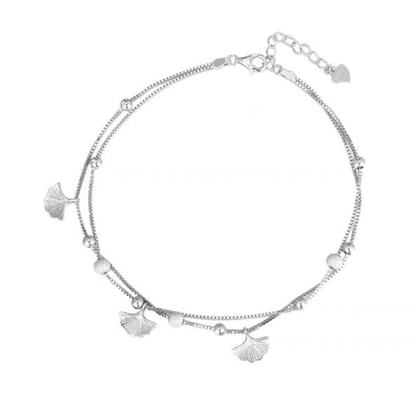 Silver Plated Ginkgo Leaf Anklet For Women - Image 3