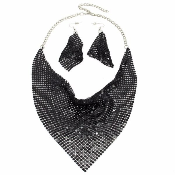 Metal plate necklace necklace earrings - Image 6