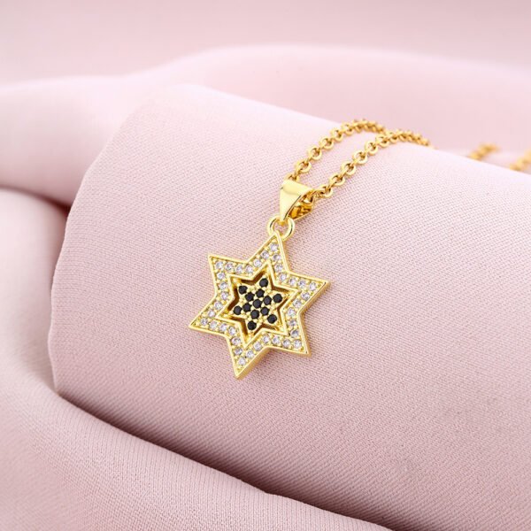 Six-pointed Emerald Zircon Pendant Necklace - Image 8
