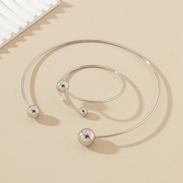 Gold Size Ball Dislocation Thin Open-end Bangle Bracelet Armband Suit - Image 2