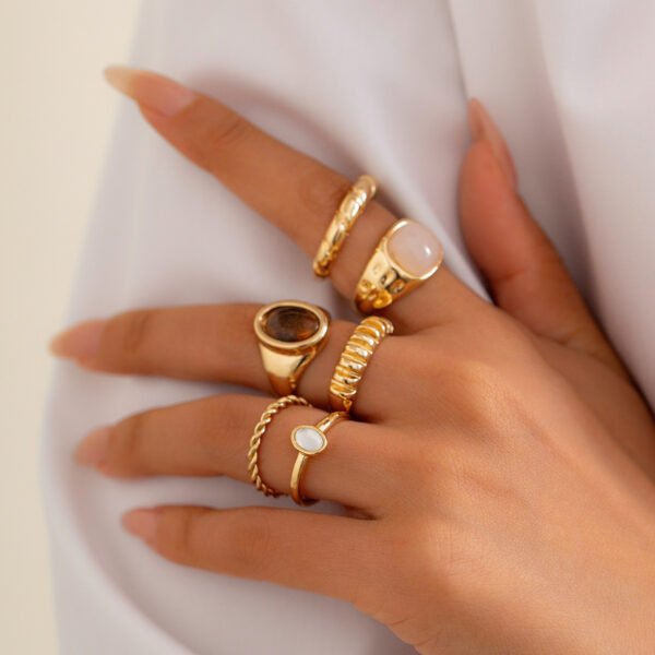 Women's Personalized Irregular Alloy Ring Set - Image 4