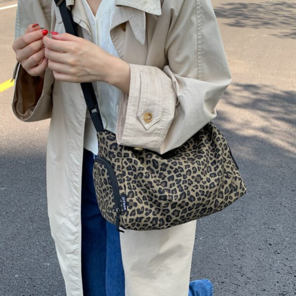 Unisex Leopard Print Large Capacity Messenger Bag - Image 3