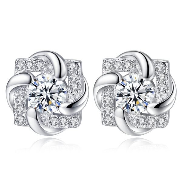 Heart-shaped Six-claw Inlaid Zircon Earrings - Image 9
