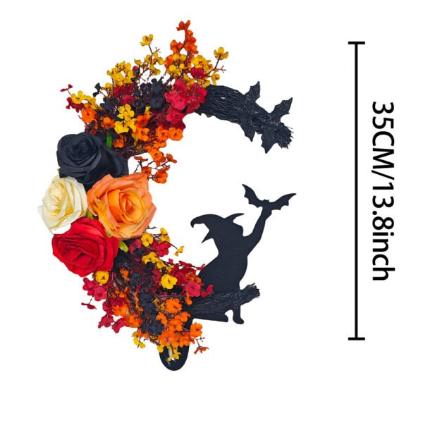 Halloween Witch Cat Moon Wreath - Image 5