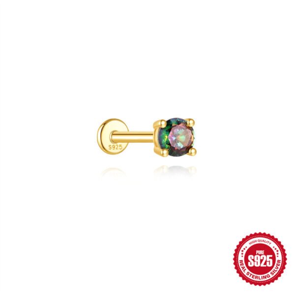 Unisex S925 Silver Rainbow Stone Ear Stud - Image 7