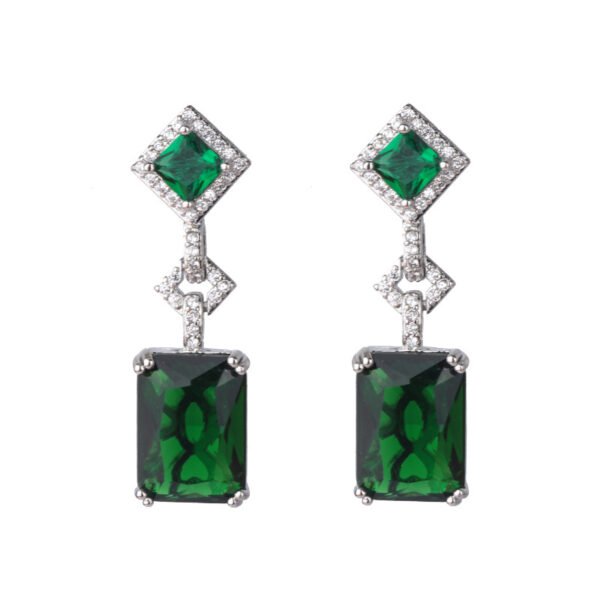 New Suit Artificial Emerald Crystal Necklace Ear Stud Retro - Image 2