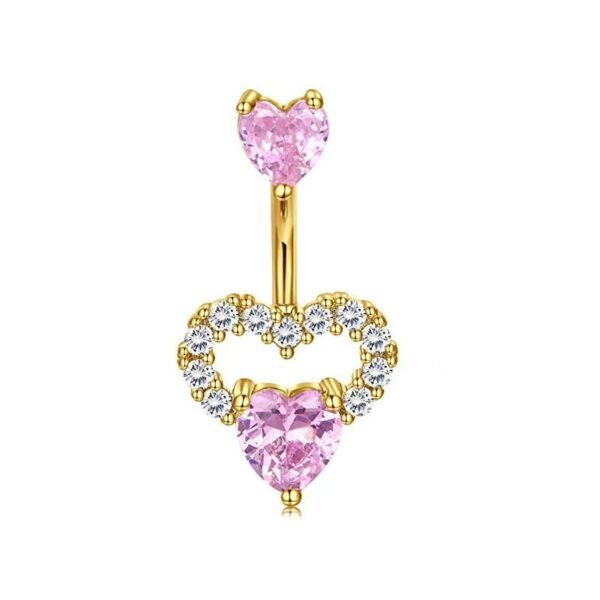 Hot Sale  Zirconium Loving Heart Zircon Navel Stud - Image 4