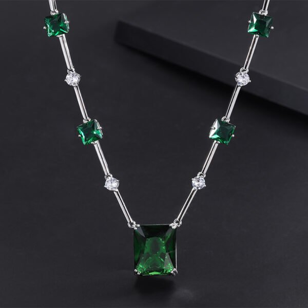 New Suit Artificial Emerald Crystal Necklace Ear Stud Retro - Image 6
